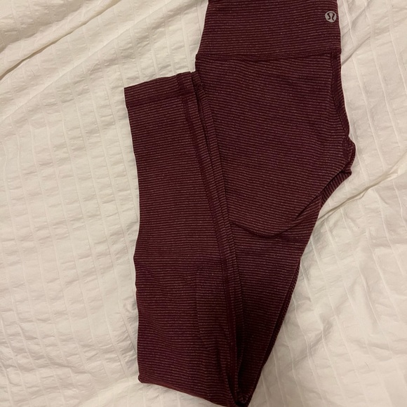 Lululemon Burgundy Striped Wunder Unders - Picture 2 of 5